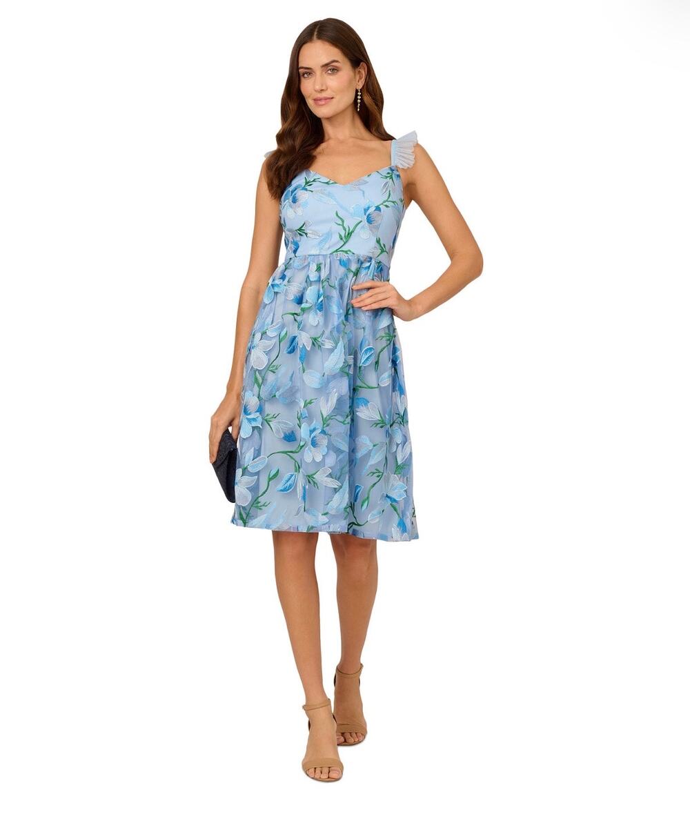 New Adrianna papell Women's Flutter-Sleeve Embroidered Dress sz 2 $179